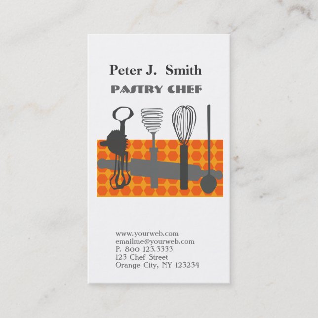 Culinary  Baking Kitchen Utensils for Cook Chef Business Card (Front)