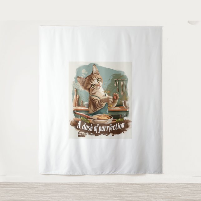 Culinary Cat Chef Tapestry (Front)
