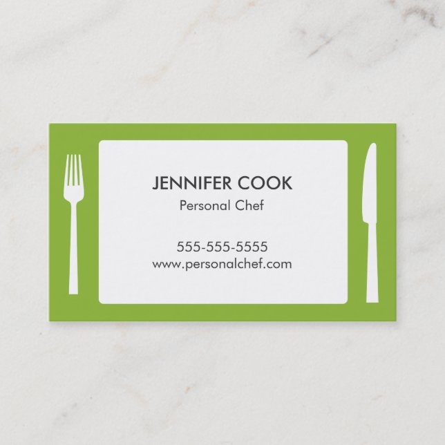 Culinary Chef Catering Green Modern Business Card (Front)
