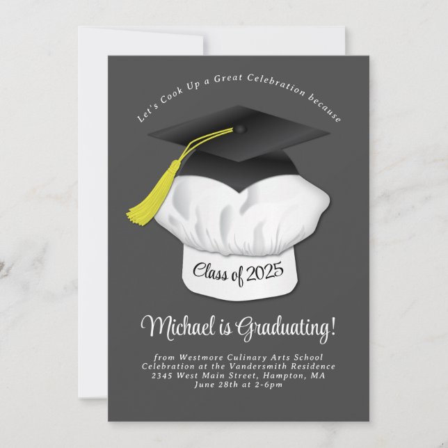 Culinary Chef Graduation Party Invitation (Front)