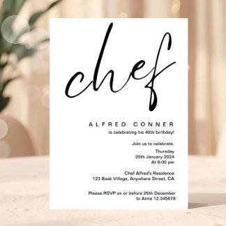 Culinary Chef Invitation Birthday Invite