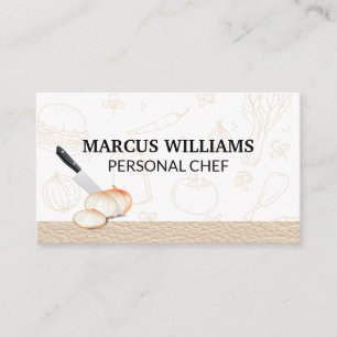 Culinary Chef Knife Cutting Onions Business Card