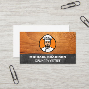 Culinary Chef Wood Slate Business Card