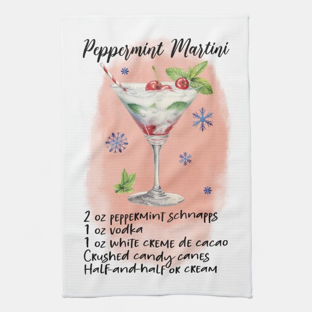 Culinary Delight: Peppermint Martini Recipe Kitchen Towel (Vertical)