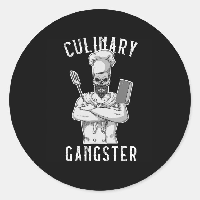 Culinary Gangster Cooking Kitchen Cook Chef Restau Classic Round Sticker (Front)
