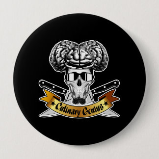 Culinary Genius: Chef Skull 4 Inch Round Button