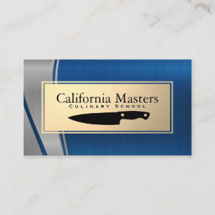 Culinary Knife   Gold Blue Metallic Business Card