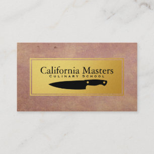 Culinary Knife   Gold Metallic   Old Texture Business Card