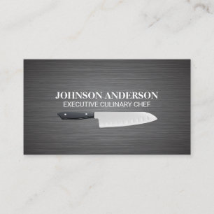 Culinary Knife Metal Background Loyalty Card