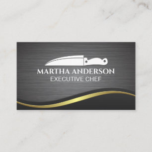 Culinary Knife   Metallic Brushed Background Business Card