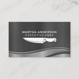 Culinary Knife   Metallic Brushed Wave Background Business Card