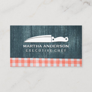 Culinary Knife   Wood Napkin Background Business Card