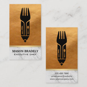 Culinary Logo   Leather   Marble Business Card