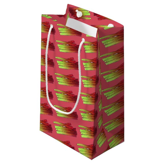 Culinary Rhubarb Stalks Vegetable Garden Food Veg Small Gift Bag (Front Angled)