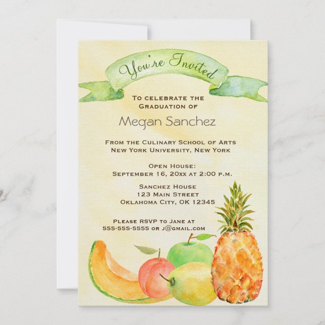 Culinary School Graduation Invitation (Front)