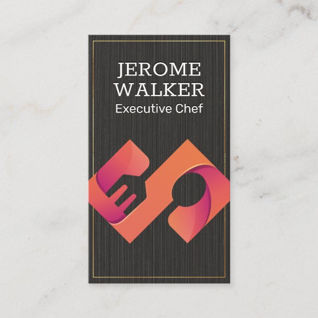 Culinary Silverware | Black Texture Business Card (Front)