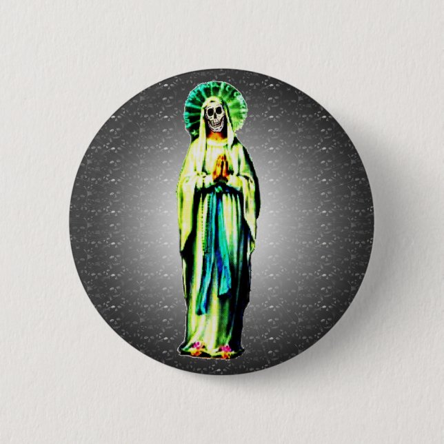 Cult Of Santa Muerte 2 Inch Round Button (Front)
