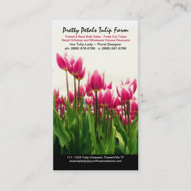 Cultivateur de tulipe ou carte de visite floral de (Devant)