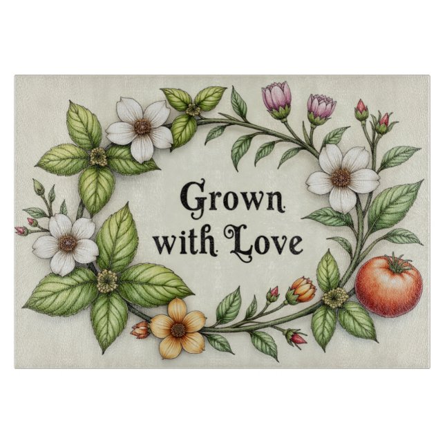 Cultivé avec Amour Aquarelle Planche à découper en (Devant)