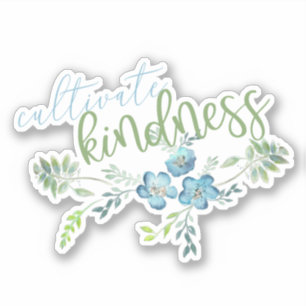 Cultiver la gentillesse Boho Blue Flowers Sticker