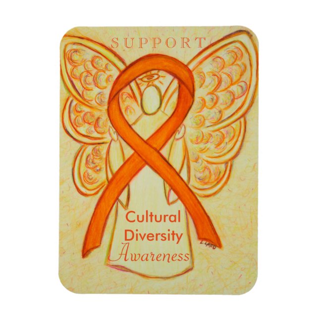 Cultural Diversity Awareness Ribbon Angel Magnet (Vertical)