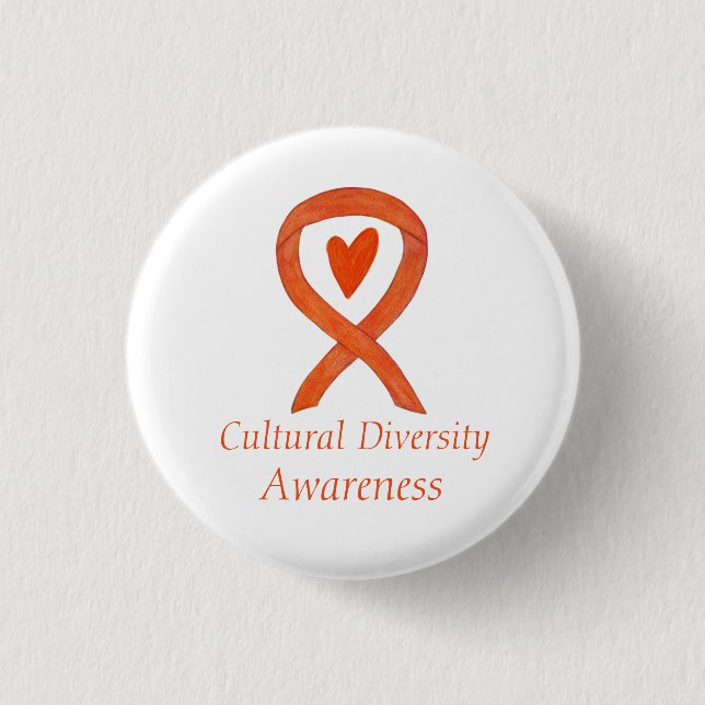 Cultural Diversity Awareness Ribbon Custom Pin (Front)