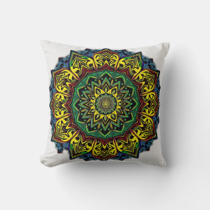 Cultural Mandalas with Geometric Patterns Throw Pillow