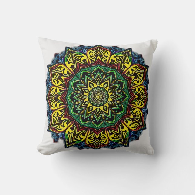 Cultural Mandalas with Geometric Patterns Throw Pillow (Front)