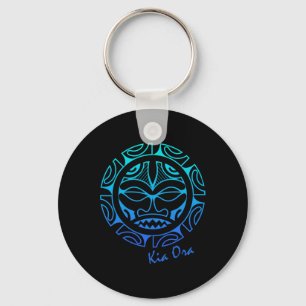 Culture Face Symbol Blue, Haka Kia Ora Dance New Z Keychain