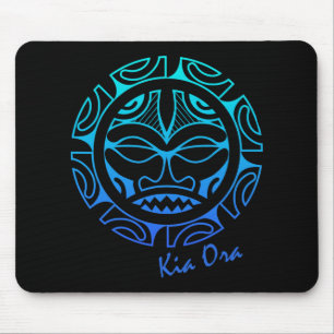 Culture Face Symbol Blue, Haka Kia Ora Dance New Z Mouse Pad