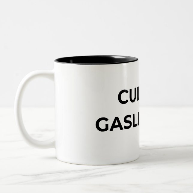 Culture Is Gaslighting Typographic Minimalist  Two-Tone Coffee Mug (Left)