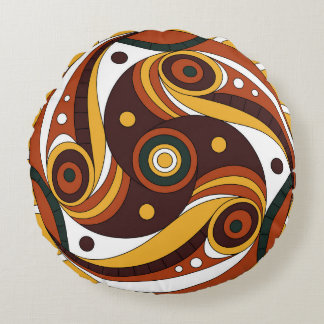 Culture Trypillienne Ancien Coussin Rond en Spiral