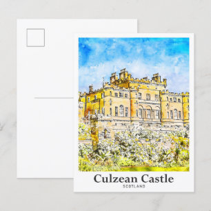 Culzean Castle Scotland Travel Watercolor  Postcard