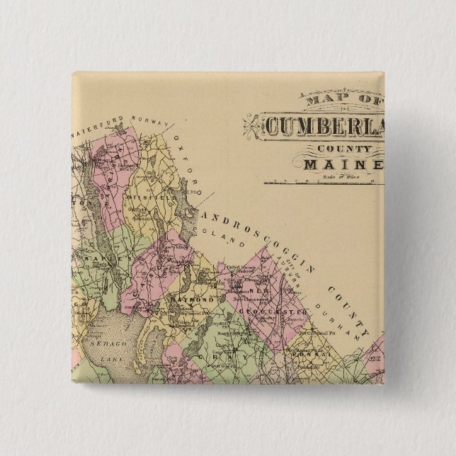 Cumberland County, Maine 2 Inch Square Button (Front)