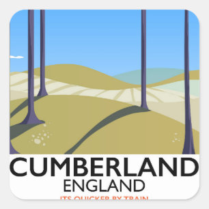 Cumberland, England vintage style travel poster. Square Sticker