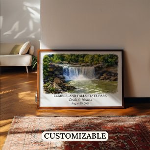 Cumberland Falls State Park Kentucky, Watercolor Poster