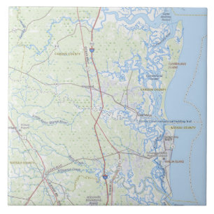 Cumberland Island Georgia Coast Map Mug Tile