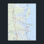 Cumberland Island Georgia Coast Map Postcard<br><div class="desc">The Georgia / Florida coast showing the remote island of Cumberland and Ameila Island,  Florida.</div>