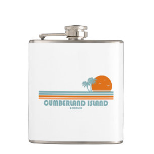 Cumberland Island Georgia Sun Palm Trees Hip Flask