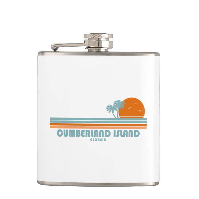 Cumberland Island Georgia Sun Palm Trees Hip Flask (Front)