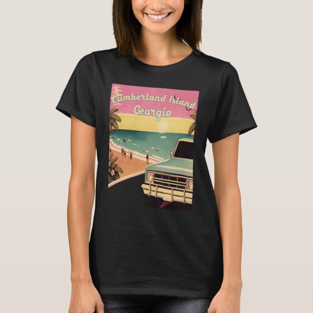 Cumberland Island Retro Beach Vacation Graphics Ge T-Shirt (Front)