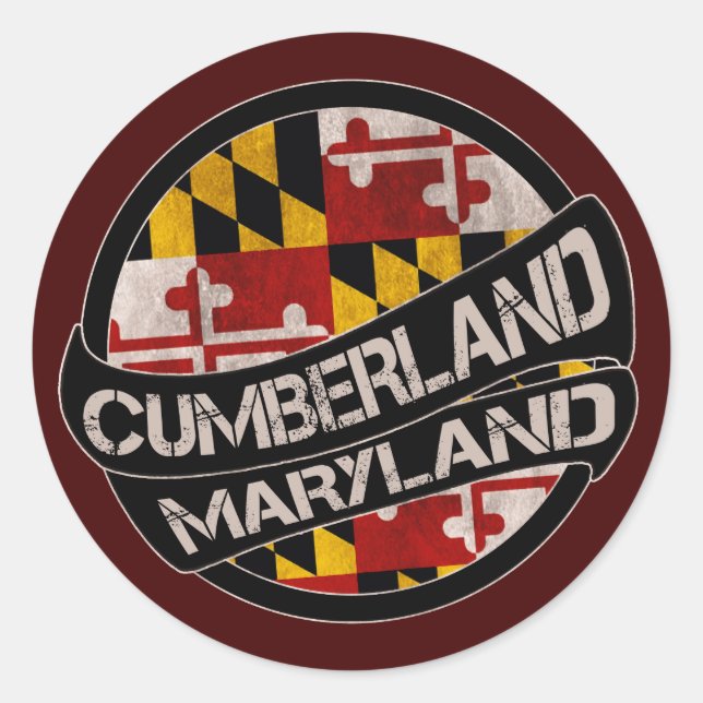 Cumberland Maryland flag grunge stickers (Front)