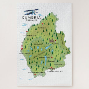 Cumbria England Map travel poster. Jigsaw Puzzle