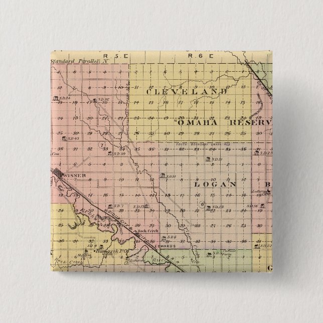 Cuming County, Nebraska 2 Inch Square Button (Front)