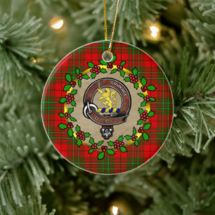 Cumming Clan Badge & Tartan Personalized Xmas Ceramic Ornament