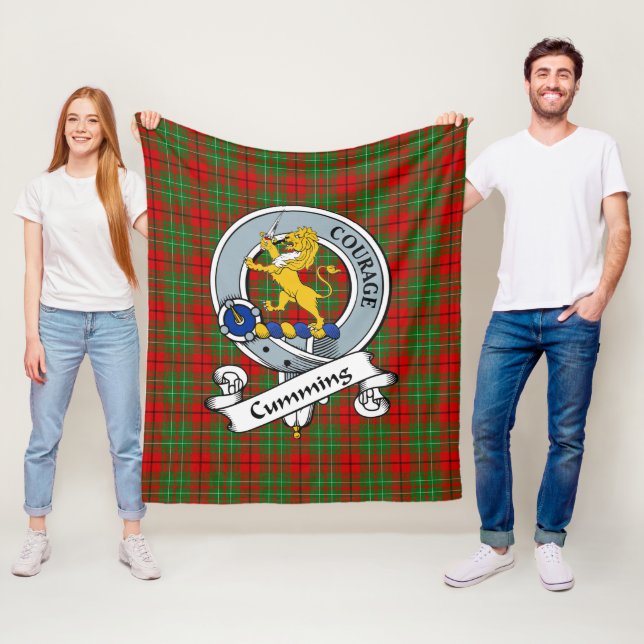Cumming Clan Badge Tartan Plaid Fleece Blanket (In Situ)