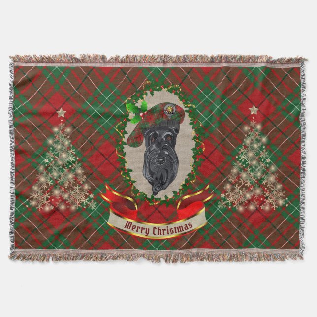 Cumming Scottie Dog Christmas Throw Blanket (Front)