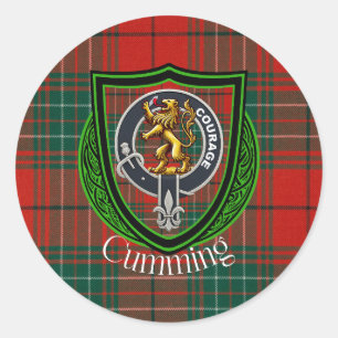 Cumming Scottish Clan Tartan & Crest Classic Round Sticker