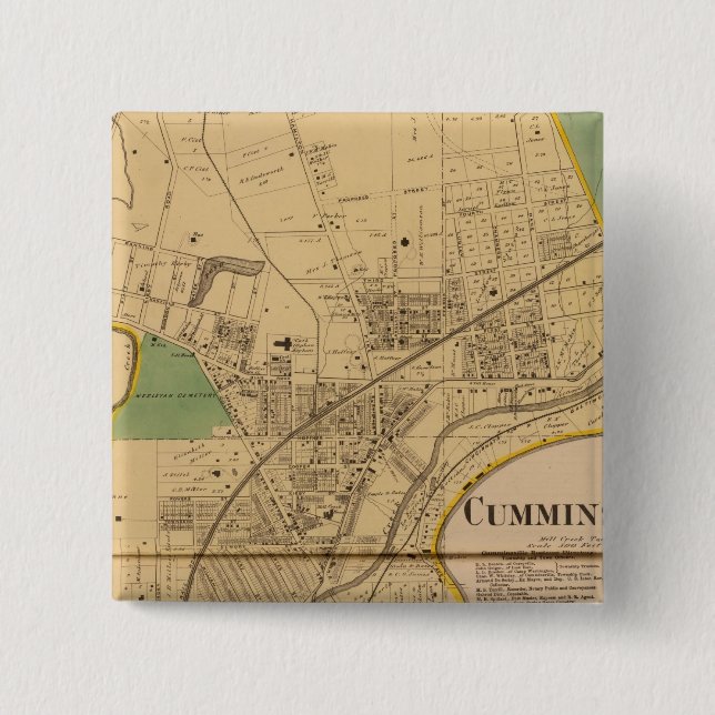 Cumminsville, Ohio 2 Inch Square Button (Front)