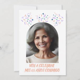 Cumpleaños de 65 Años Fiesta Con Foto Invitation